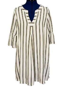 Soft Surroundings Cotton Linen Stripe Dress